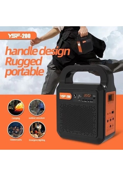 Kamp Lambası Güneş Enerjili Aydınlatma Sistemi 3ampul,powerbank,ışıldak,radyo,müzik Speaker,usb/tf 6000 Mah-gsu-200 Siyah