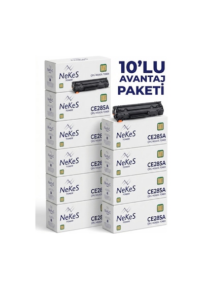 Nekes Toner Hp Ce-285a 85a Siyah Uyumlu  Toner 10' Lu Paket - Çipli / Ce285a