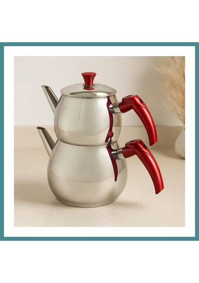 Trendexa Büyük Aile Çelik Çaydanlık Seti Üst 1.2l / Alt 2l Mac Çok Renkli