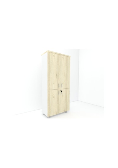 Modüler Dünyası 4 Kapaklı Kitaplık Dosya Dolabı - 80X38X188 (326585076) Beyaz - Meşe