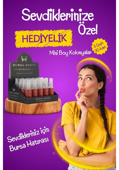 Bursa Şehir Kolonyaları, 20'li İznik Bahçeleri Kolonyası, Mini Set, Sprey Başlıklı