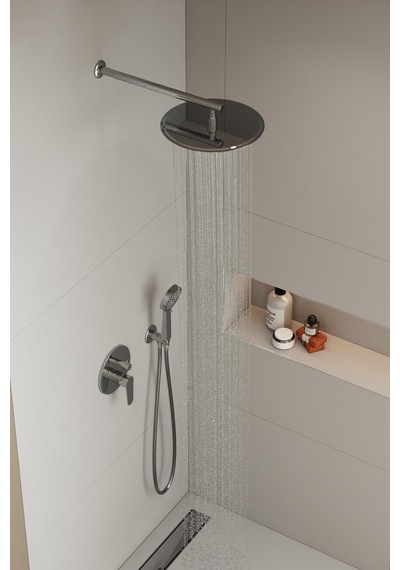 Aqua Bagno Largo Tepe Duşu 30x30 Cm. ,duvardan Duş Kolu 42,5 Cm. Paslanmaz Krom - 2 Parça Set Krom