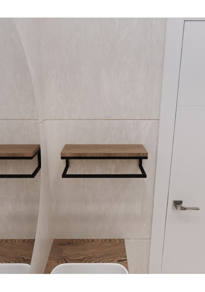 Aju Havluluk Duvara Monte Raf Aksesuarlık Şal Askılığı Ev Banyo Mutfak Düzenleyici Çok Amaçlı Raf Ceviz Ceviz
