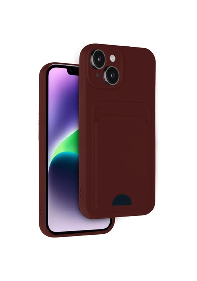 Apple İphone 14 Kılıf Kelvin Kartvizitli Silikon - Bordo