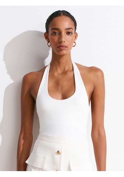Dilvin 31753 Halter Yaka Top-ekru Ekru