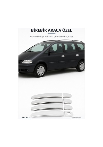 Volkswagen Sharan 1 1997-2011 Uyumlu Krom Kapı Kolu Kaplaması 4 Kapı Paslanmaz Çelik Extra Seri