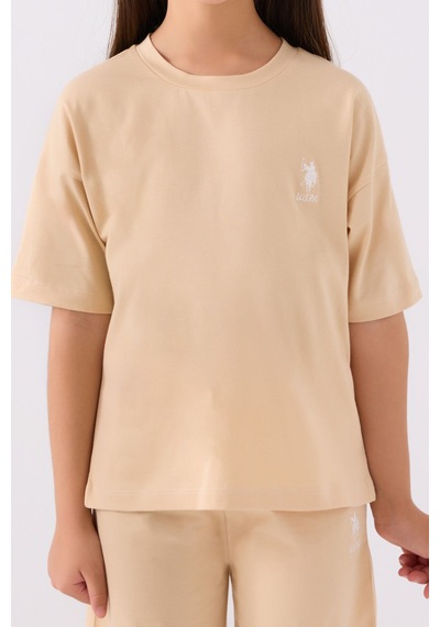 U.S. Polo Assn. U.s. Polo Assn Kız Çocuk Krem Bermuda Takım Us1848-c-v57 KREM