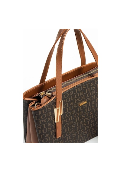 Just Polo Kadın Krem Taba Gofraj Kabartma Desenli Mıknatıslı Çıtçıt Kapama El Çantası Mh4031mh Krem - Taba