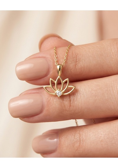 Minik Lotus Çiçeği 14 Ayar Altın Kolye