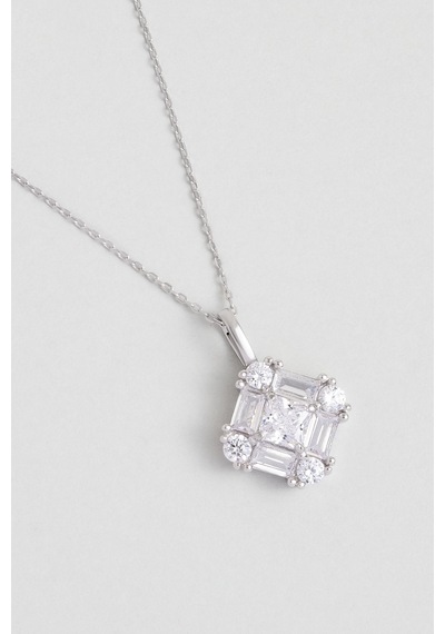So Chic Mistik Baget 18 Ayar Beyaz Altın Kaplama 45 Cm Gümüş Kolye Rodyum