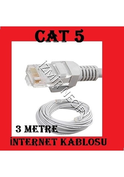 3 Metre Cat5 Internet Kablosu Hazir Uçlu