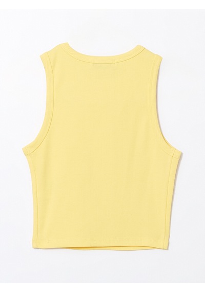 Lcw Vision Sarı Bisiklet Yaka Dokulu Kadın Crop