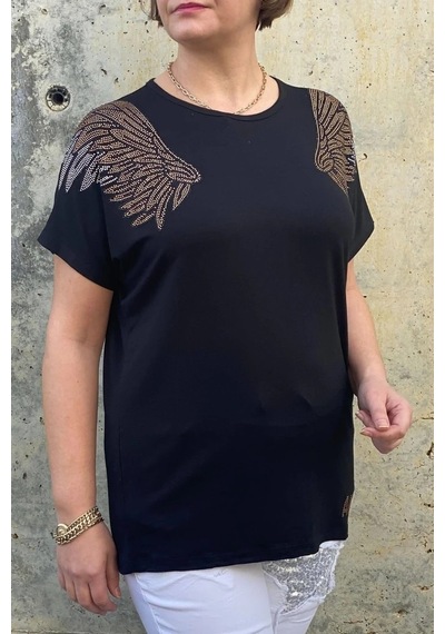 Mia Butik Büyük Beden Siyah Melek Bluz Siyah