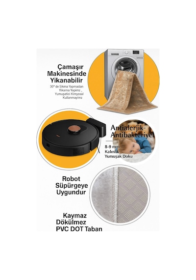 STY Home Yeşi Çiçekli Dijital Baskı Halı Kaymaz Tabanlı Yıkanabilir Halı Yolluk Salon Halısı140 Yeşil