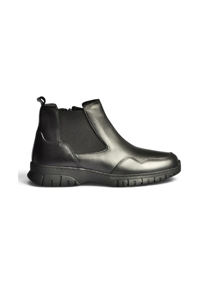 Fox Shoes Z555560803 Siyah Hakiki Deri Lastik Detaylı Kadın Bot