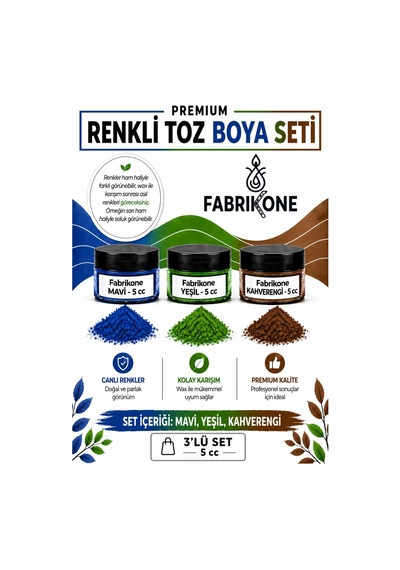 3'lü Set Premium Parafin Soya Wax Toz Mum Boyası Hobi Seti - 5 Cc Mavi, Yeşil, Kahverengi Bkfab3mykh5g Karışık