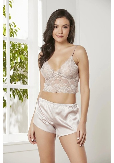 Pierre Cardin 7005+gc225 Çeyizlik Terlikli Şifon Dantelli Saten 4'lü Set -pudra
