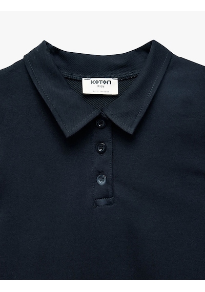 Koton Pileli Polo Yaka Lacivert Kız Çocuk Elbise 7wkg80006ak