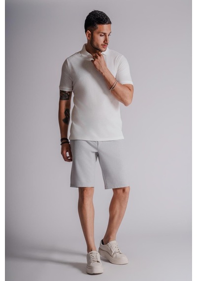 Braccas Erkek Yandan Cepli Klasik Bel Slim Fit Chino Şort Gri Gri