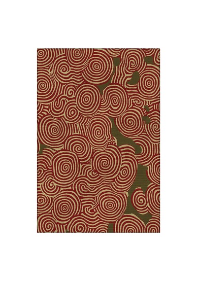 Porto 80 Yeşil Bordo Soyut Desenli Halı Tasarım Modern Oturma Odası İnce Yazlık Ev Oda Salon Halısı