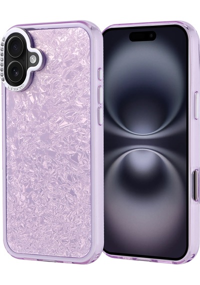 Apple Uyumlu iPhone 16 Plus Kılıf Taşlı Tasarımlı Zore Kapi Kapak Lila