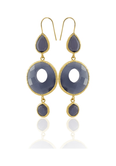 Kadir Jewellery 22 Ayar Altın Kaplama Kadın Sallantılı Küpe -el İşçiliği Ve Hipoalerjenik Küpe Mor 99759097