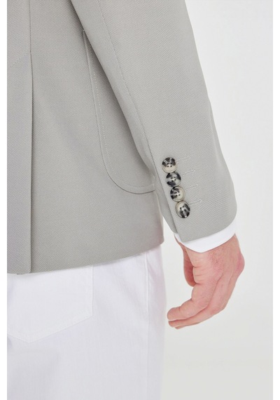 Erkek Grı Slim Fit Dar Kesim Mono Yaka Casual Ceket Grı