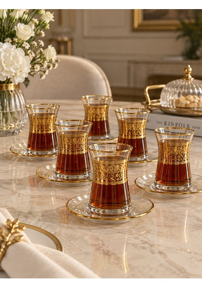 6 Kişilik 12 Parça Alda Çay Takımı-7703 Şeffaf