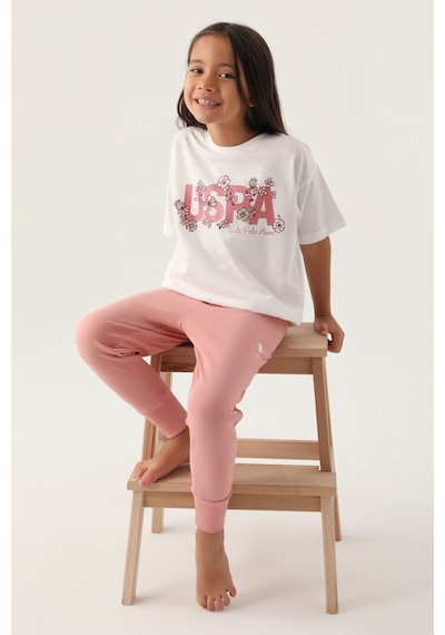 U.s. Polo Assn Lisanslı Daisy Krem Kız Çocuk Pijama Takımı 5274-43035 Krem