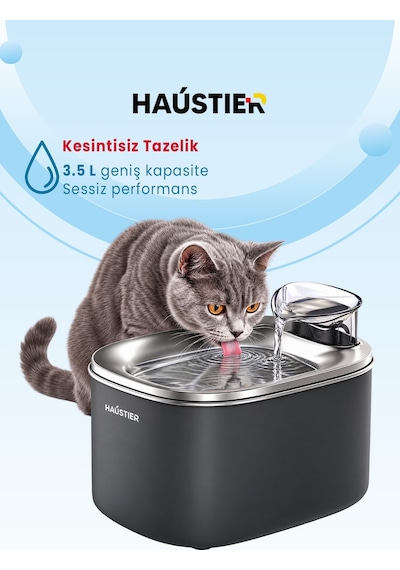 Wf007l Otomatik Kedi Su Sebili, 3.5lt Geniş Hazne, Bpa Içermez, Metal Tabla, Ultra Sessiz