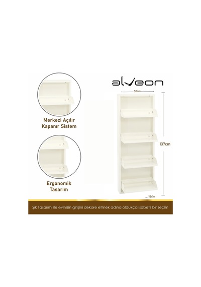 Alv-10004 Alveon Metal Ayakkabılık Beyaz