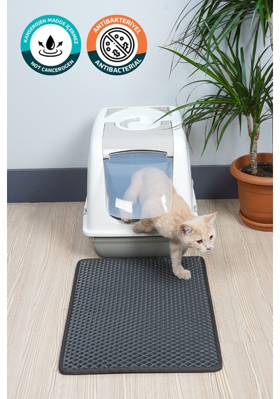 40x55 Cm Hücreli Kedi Kumu Paspası Kedi Matı Kedi Tuvalet Önü Paspası Koyu Gri
