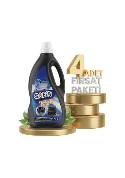 Safia Bitkisel Sıvı Çamaşır Makine Deterjanı Siyahlar 4x3 Lt 3 L