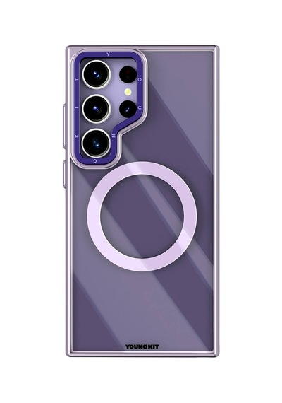 Galaxy Uyumlu S24 Ultra Kılıf Magsafe Şarj Özellikli Sararma Önleyici Youngkit Crystal Grid Kapak Gold