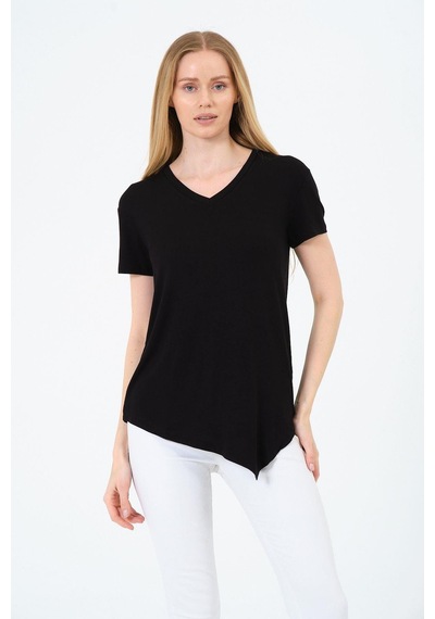 Kadın Kısa Kollu Oversize V Yaka T-şhirt Çok Renkli