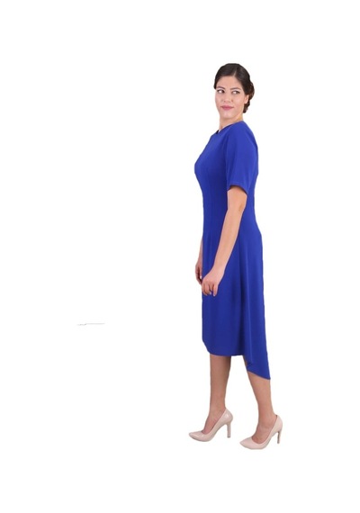 Nidya Moda Büyük Beden Kadın Saks Abiye Elbise-4151Sx Saks Mavi