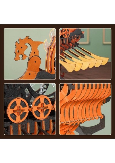Rokr Lk802 Viking Gemisi Viking Dragon Ship Dıy Minyatür Maket Model Seti Ahşap 3d Wooden Puzzle 3d Model Kit Detaylı Dekoratif Hobi Seti Ahşap Maket