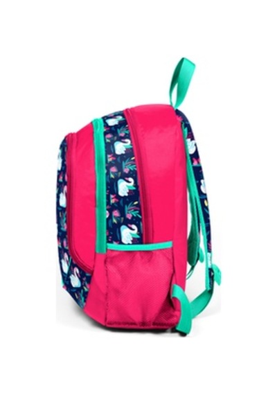 Coral High Kids Neon Mercan Lacivert Kuğu Desenli Üç Bölmeli Okul Çantası