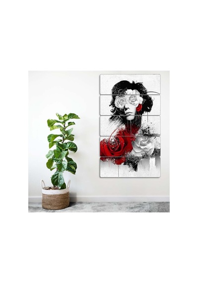 Kadın, Çiçek Tasarım - 5 Parçalı Tablo Görsel - 702503715 Görsel