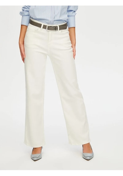Faik Sönmez Wide Leg Fit Likralı Kadın Jean Pantolon W26jpn011 Ekru