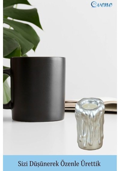 Mumluk Şamdan Tealight Mum Uyumlu Büyük Erimiş Mum Model - Gümüş