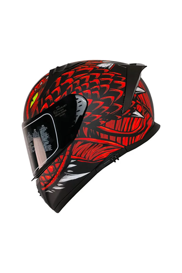 M-801 Snake Draglax Red Full Face Motosiklet Kaskı Kırmızı Siyah