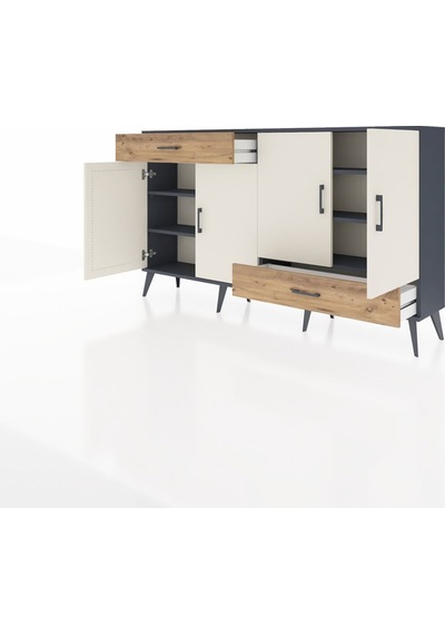 Arges Konsol 5 Raflı 2 Çekmeceli 4 Kapaklı 176x30x99 Antrasit-ayt Antrasit-aytaşı/çam Arges Konsol 5 Raflı 2 Çekmeceli 4 Kapaklı 176x30x99 Antrasit-ayt Antrasit-aytaşı/çam