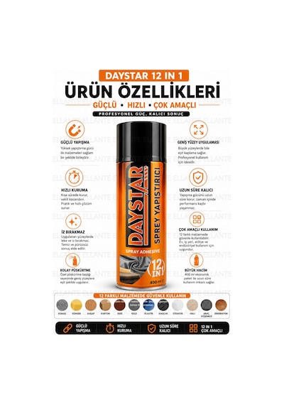 Sprey Yapıştırıcı 400 Ml Güçlü Çok Amaçlı Kumaş Sünger Ahşap Deri Karton Keçe Yapıştırıcı