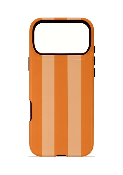 Apple iPhone Uyumlu 17 Pro Max Vorian Çift Katmanlı Magsafe Kılıf Orange Cream Stripe
