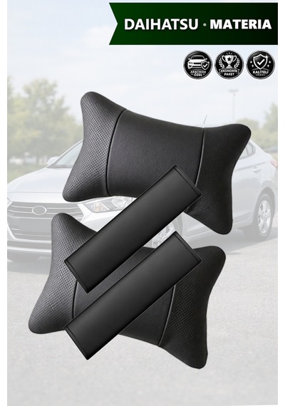 Daihatsu Materia Uyumlu Deri Kemer Koruyucu Deri Yastık Siyah Set Lüks