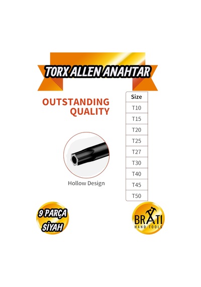 Siyah Yıldız Torx Allen 9 Parça Alyan Seti Cr-v