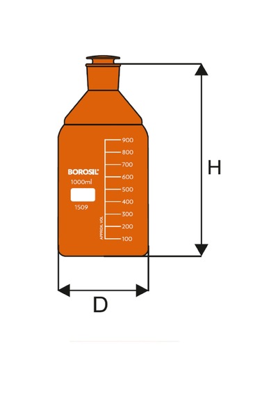 Borosil Amber Cam Tıpalı Şişe 500ml 100% Borosilikat Şilifli Miyar Şişesi