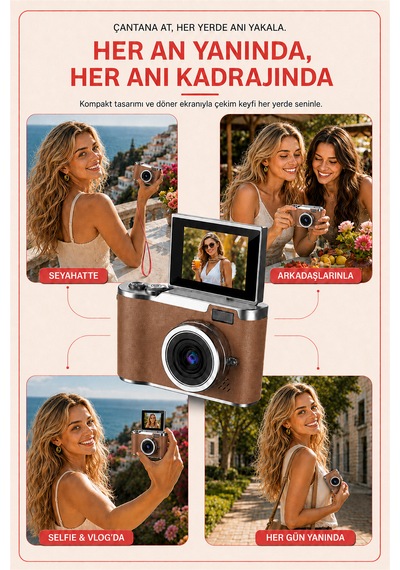 Solvis SOLVİSPR Dijital Retro Fotoğraf Makinesi + 64 GB Sd Kart