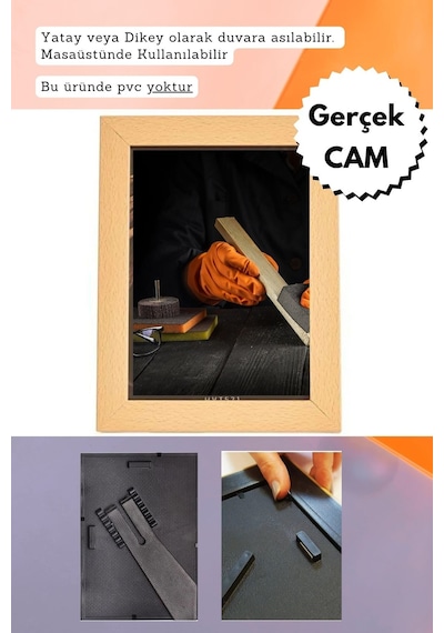 Krem-20mm Çerçeve Camlı 10x15 Cm Fotoğraf Resim Çerçevesi Ayaklı Veya Duvara Asma Yatay-dikey 51582969